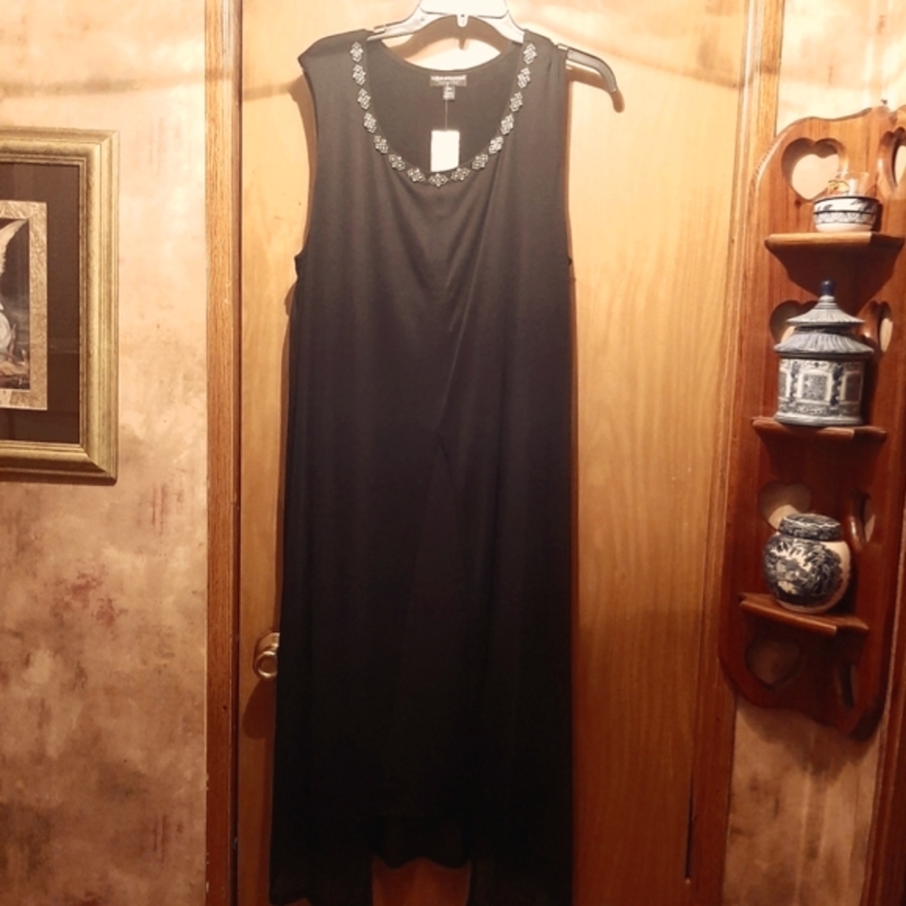 Connected Apparel Black Rhinestone Dress